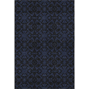 HomeRoots 9' X 12' Blue & Charcoal Medallion Area Rug - Washable, UV Protected, Stain Resistant for High Traffic 665193
