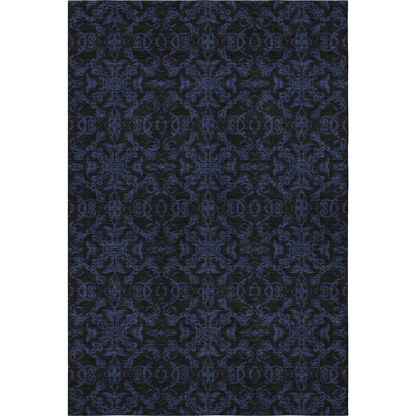 HomeRoots 9' X 12' Blue & Charcoal Medallion Area Rug - Washable, UV Protected, Stain Resistant for High Traffic 665193