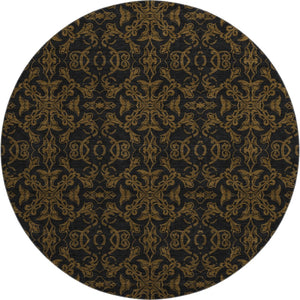 HomeRoots 8' Brown and Charcoal Medallion Round Rug - Washable, UV-Protected, Durable for Any Space! 665197