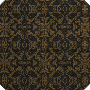 HomeRoots 8' Brown and Charcoal Medallion Round Rug - Washable, UV-Protected, Durable for Any Space! 665197