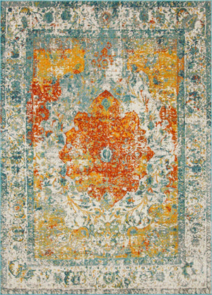 Unique Loom Rosso Strada Machine Made Border Rug Orange, Beige/Black/Gold/Ivory/Red/Blue 9' 0" x 12' 2"