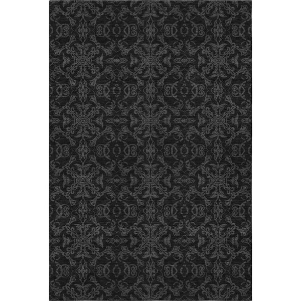 HomeRoots 5' Gray and Charcoal Medallion Washable Area Rug with UV Protection for Stylish, Durable Living Spaces 665202