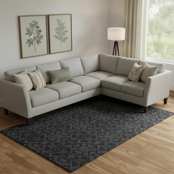HomeRoots 9' X 12' Gray and Charcoal Medallion Area Rug – Durable, Washable, UV-Protected for High-Traffic Spaces 665205