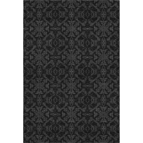 HomeRoots 9' X 12' Gray and Charcoal Medallion Area Rug – Durable, Washable, UV-Protected for High-Traffic Spaces 665205