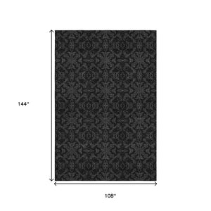 HomeRoots 9' X 12' Gray and Charcoal Medallion Area Rug – Durable, Washable, UV-Protected for High-Traffic Spaces 665205