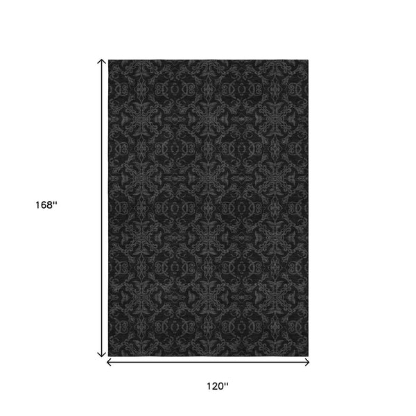 HomeRoots 10' X 14' Gray Medallion Washable Area Rug - Stylish, Durable, UV-Protected for Busy Homes & Pets 665206