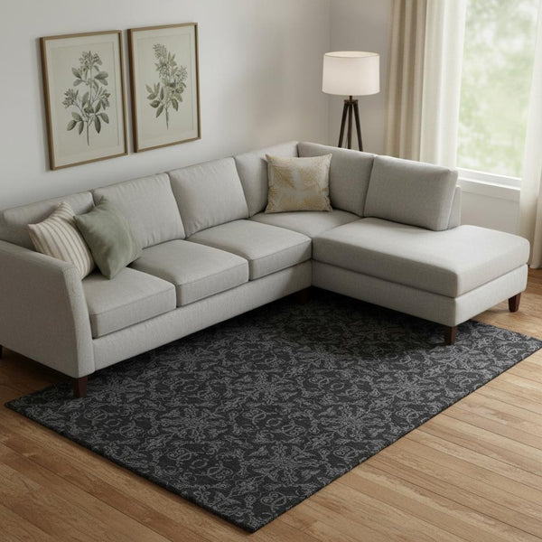 HomeRoots 10' X 14' Gray Medallion Washable Area Rug - Stylish, Durable, UV-Protected for Busy Homes & Pets 665206