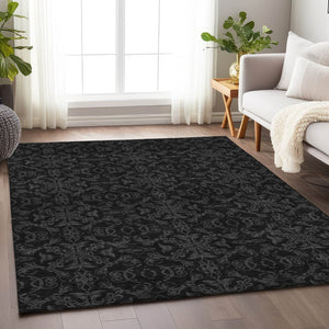 HomeRoots 10' X 14' Gray Medallion Washable Area Rug - Stylish, Durable, UV-Protected for Busy Homes & Pets 665206