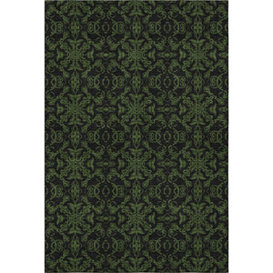 HomeRoots 8' X 10' Olive Green & Charcoal Medallion Area Rug - Durable, Washable, UV Protected for Any Room 665216