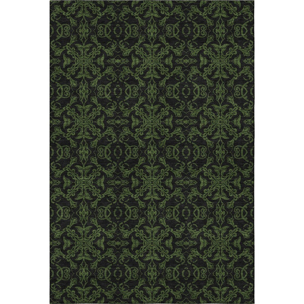 HomeRoots 8' X 10' Olive Green & Charcoal Medallion Area Rug - Durable, Washable, UV Protected for Any Room 665216