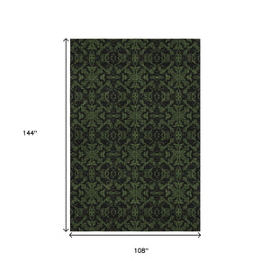 HomeRoots 9' X 12' Olive Green Medallion Area Rug - Durable, Washable, UV Protected for High-Traffic Homes 665217