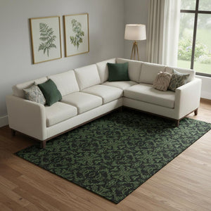 HomeRoots 10' Olive Green & Charcoal Medallion Area Rug - Washable, UV Protected, Perfect for Busy Homes! 665218