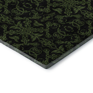 HomeRoots 10' Olive Green & Charcoal Medallion Area Rug - Washable, UV Protected, Perfect for Busy Homes! 665218