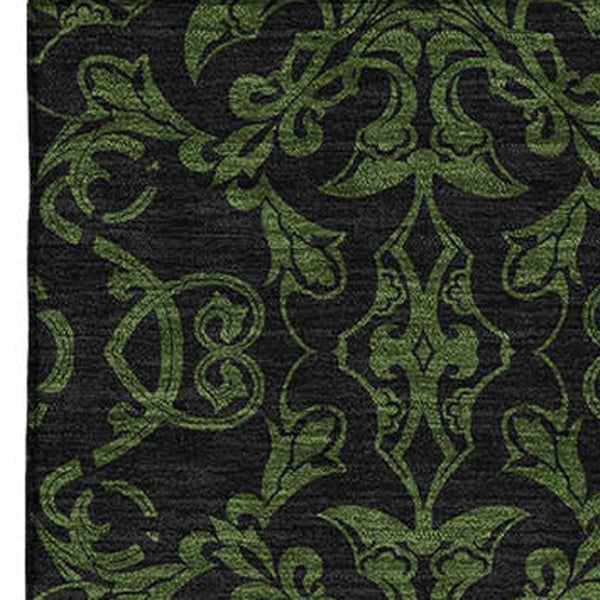 HomeRoots 10' Olive Green & Charcoal Medallion Area Rug - Washable, UV Protected, Perfect for Busy Homes! 665218