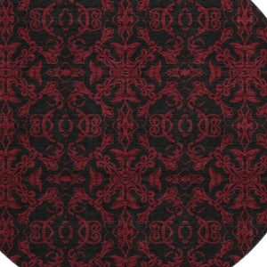 HomeRoots 8' Red And Black Medallion Round Rug - Washable, UV Protected, Stain Resistant for Busy Homes 665221