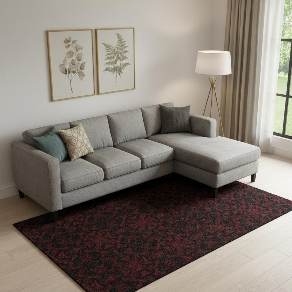 HomeRoots 9' X 12' Red And Black Medallion Area Rug - Durable, Washable, UV Protected for Family Living Spaces 665223
