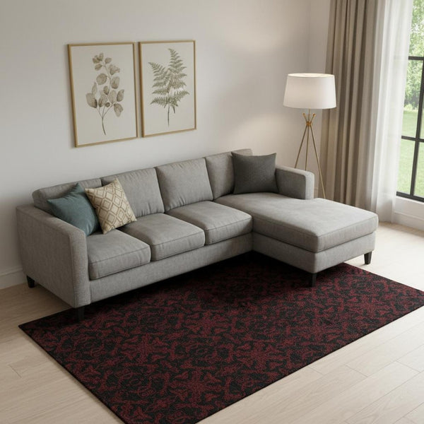 HomeRoots 9' X 12' Red And Black Medallion Area Rug - Durable, Washable, UV Protected for Family Living Spaces 665223