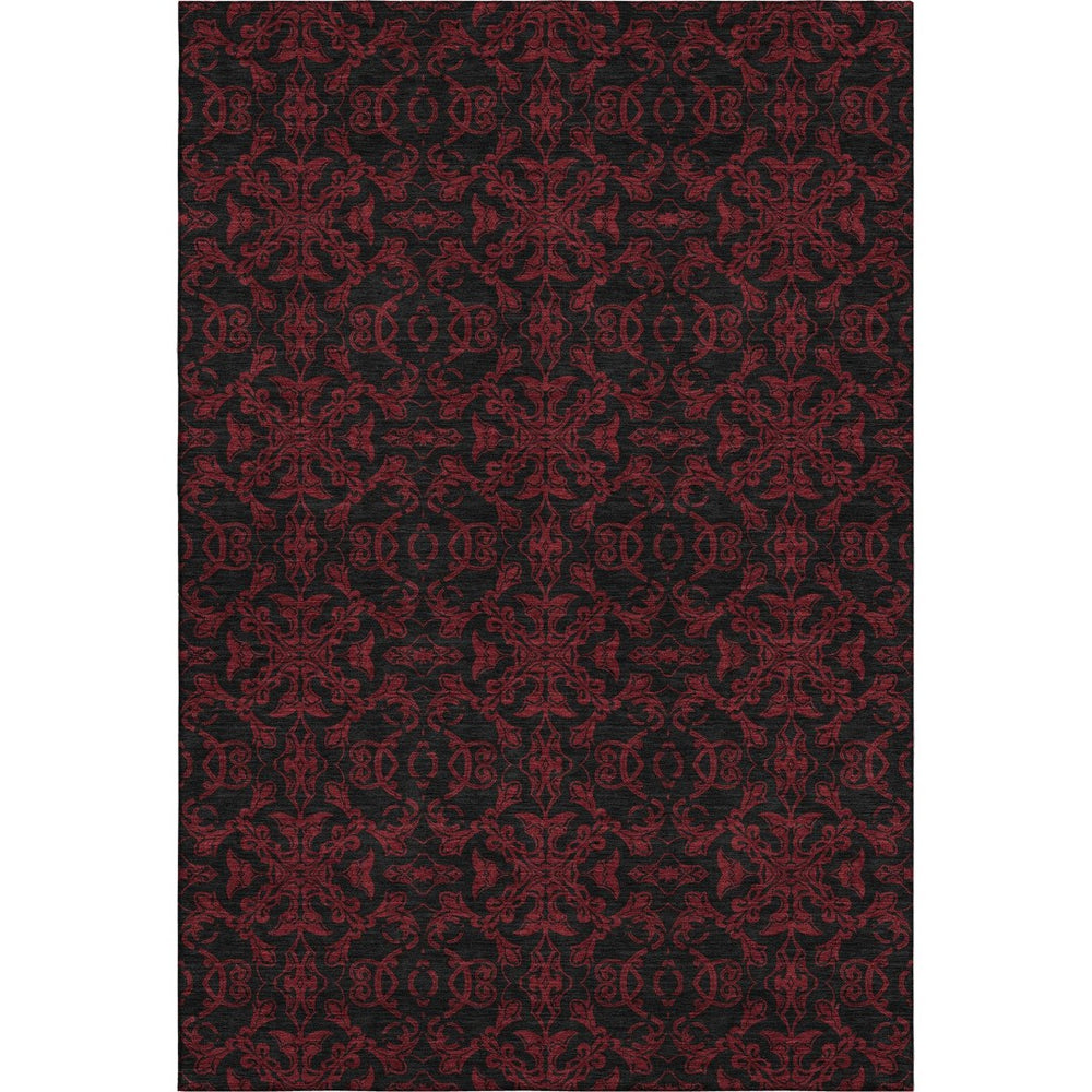 HomeRoots 9' X 12' Red And Black Medallion Area Rug - Durable, Washable, UV Protected for Family Living Spaces 665223