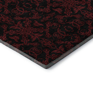 HomeRoots 9' X 12' Red And Black Medallion Area Rug - Durable, Washable, UV Protected for Family Living Spaces 665223