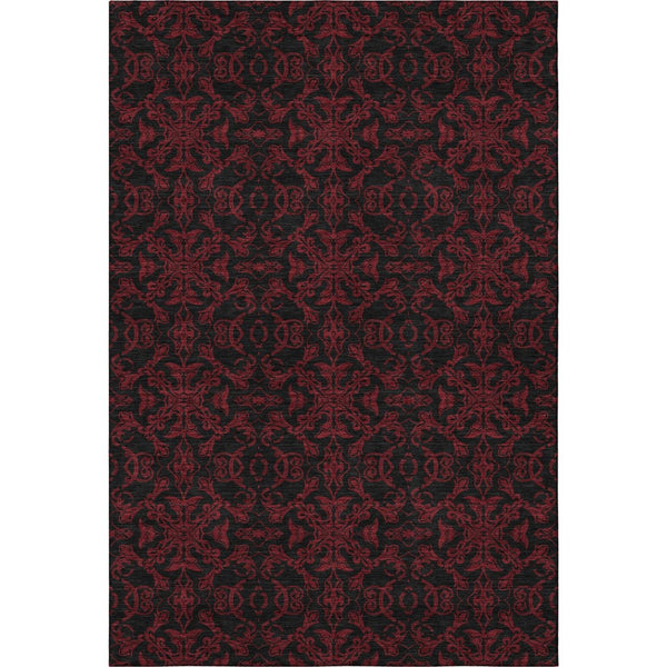 HomeRoots 9' X 12' Red And Black Medallion Area Rug - Durable, Washable, UV Protected for Family Living Spaces 665223