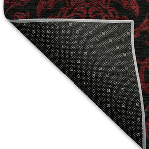 HomeRoots 10' Red and Black Medallion Washable Area Rug - Durable, UV Protected, Perfect for Busy Homes! 665224
