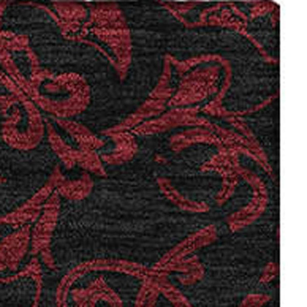 HomeRoots 10' Red and Black Medallion Washable Area Rug - Durable, UV Protected, Perfect for Busy Homes! 665224