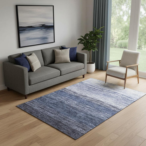 HomeRoots 5' X 8' Blue Ombre Area Rug - Washable, Stylish, UV Protected & Family-Friendly for Any Room 665232
