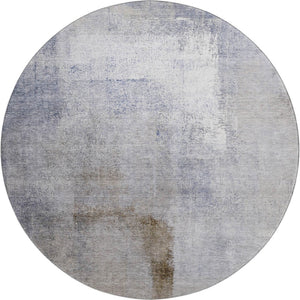 HomeRoots 8' Blue Ombre Round Rug - Soft, Stain-Resistant, UV-Protected Design for Family & Pet Spaces 665233