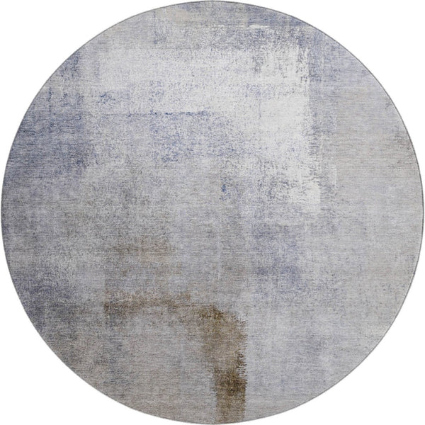 HomeRoots 8' Blue Ombre Round Rug - Soft, Stain-Resistant, UV-Protected Design for Family & Pet Spaces 665233