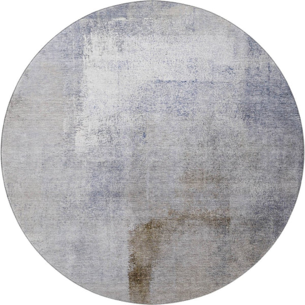 HomeRoots 8' Blue Ombre Round Rug - Soft, Stain-Resistant, UV-Protected Design for Family & Pet Spaces 665233