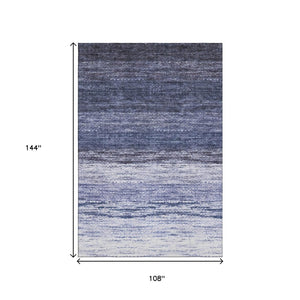 HomeRoots 9' X 12' Blue And Ivory Ombre Area Rug - Washable, UV Protected, Durable For High-Traffic Homes! 665235