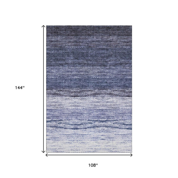 HomeRoots 9' X 12' Blue And Ivory Ombre Area Rug - Washable, UV Protected, Durable For High-Traffic Homes! 665235