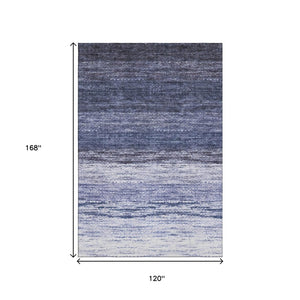 HomeRoots 10' Blue and Ivory Ombre Washable Area Rug - Durable, Stylish, UV Protected for High-Traffic Spaces 665236