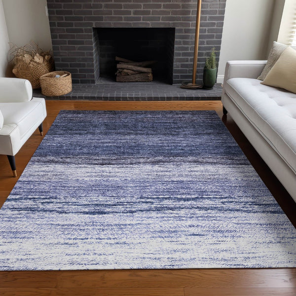 HomeRoots 10' Blue and Ivory Ombre Washable Area Rug - Durable, Stylish, UV Protected for High-Traffic Spaces 665236