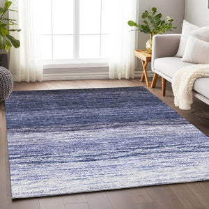 HomeRoots 10' Blue and Ivory Ombre Washable Area Rug - Durable, Stylish, UV Protected for High-Traffic Spaces 665236