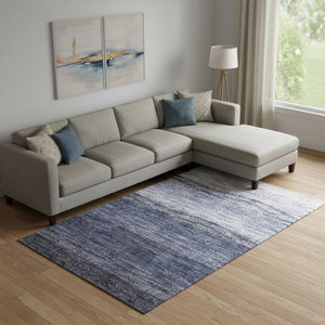 HomeRoots 10' Blue and Ivory Ombre Washable Area Rug - Durable, Stylish, UV Protected for High-Traffic Spaces 665236