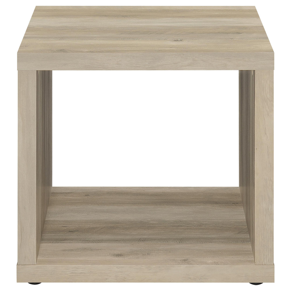 English Elm Flint Rustic Distressed Pine Square End Table - Minimalist Design, Durable Melamine Finish, Versatile Decor B062P299840