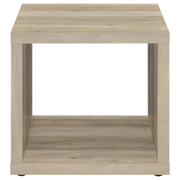 English Elm Flint Rustic Distressed Pine Square End Table - Minimalist Design, Durable Melamine Finish, Versatile Decor B062P299840