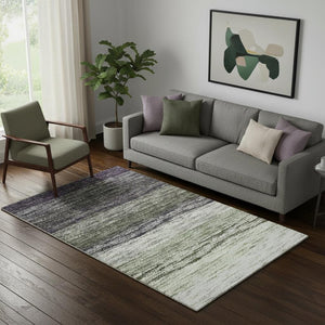HomeRoots 5' X 8' Ombre Area Rug in Green, Purple & Ivory - Stylish, Washable, UV-Protected & Durable Design 665250