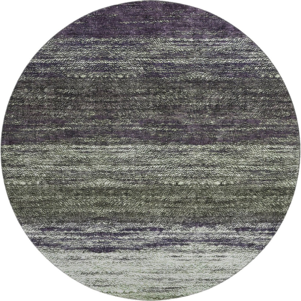 HomeRoots 8' Ombre Round Rug in Green, Purple & Ivory - Washable, UV Protected, Stylish & Durable for Homes 665251