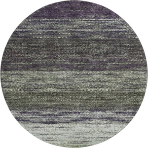 HomeRoots 8' Ombre Round Rug in Green, Purple & Ivory - Washable, UV Protected, Stylish & Durable for Homes 665251