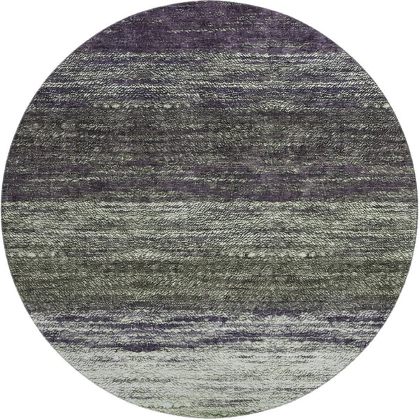 HomeRoots 8' Ombre Round Rug in Green, Purple & Ivory - Washable, UV Protected, Stylish & Durable for Homes 665251