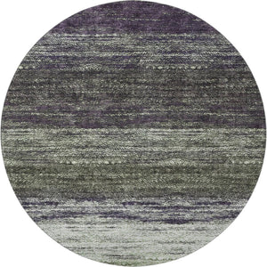HomeRoots 8' Ombre Round Rug in Green, Purple & Ivory - Washable, UV Protected, Stylish & Durable for Homes 665251