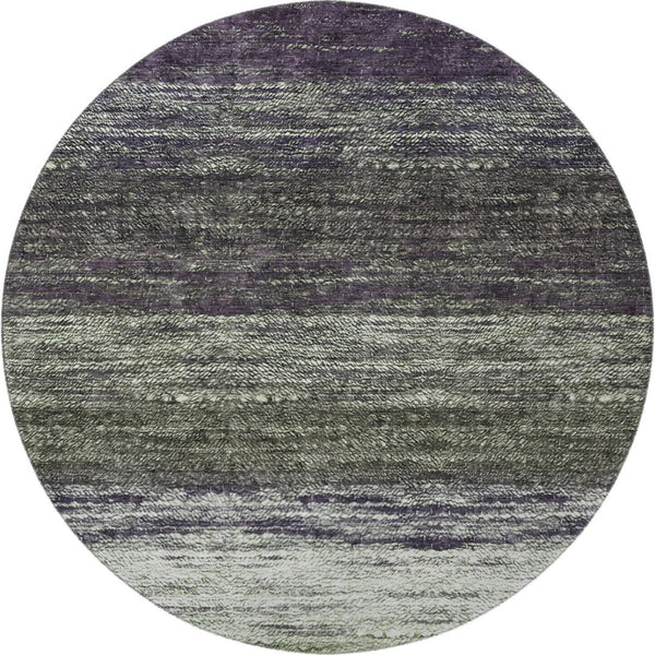 HomeRoots 8' Ombre Round Rug in Green, Purple & Ivory - Washable, UV Protected, Stylish & Durable for Homes 665251