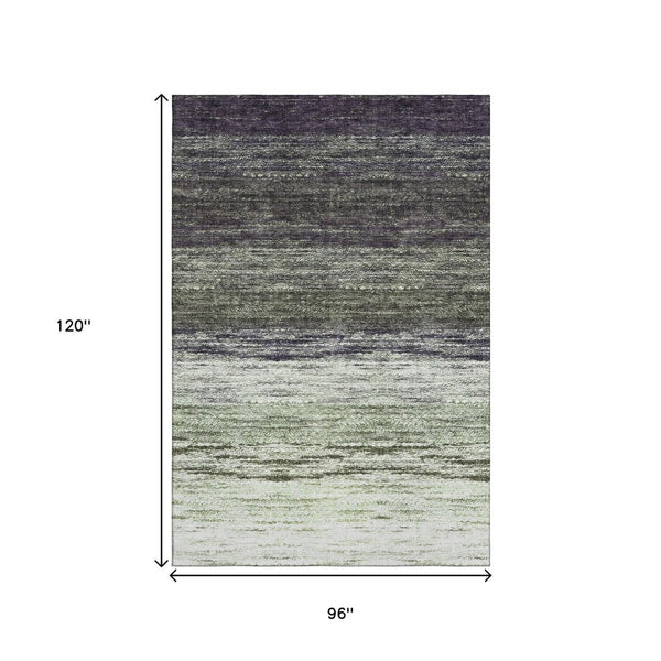 HomeRoots 8' X 10' Ombre Area Rug in Green, Purple & Ivory - Washable with UV Protection for Style & Durability 665252