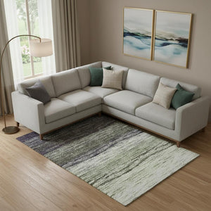 HomeRoots 8' X 10' Ombre Area Rug in Green, Purple & Ivory - Washable with UV Protection for Style & Durability 665252