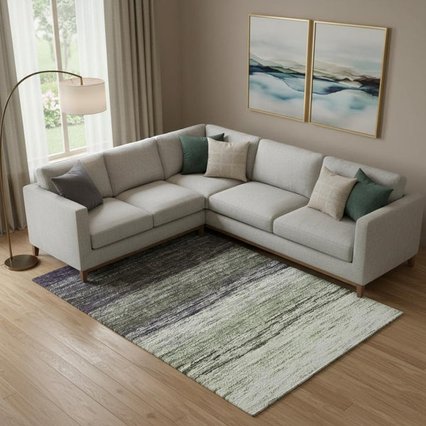 HomeRoots 8' X 10' Ombre Area Rug in Green, Purple & Ivory - Washable with UV Protection for Style & Durability 665252