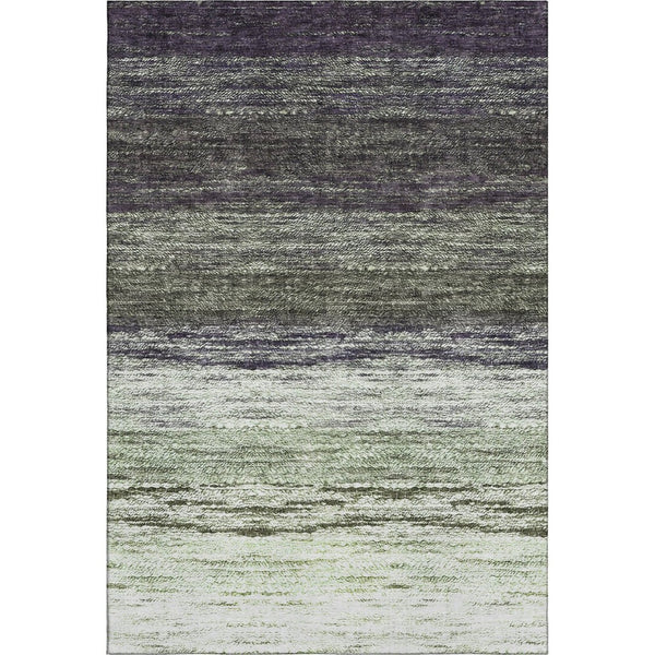 HomeRoots 10' X 14' Ombre Area Rug in Green, Purple & Ivory - Washable, UV-Protected, Modern Style for Homes 665254