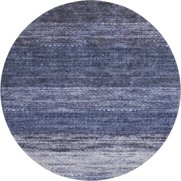 HomeRoots 8' Blue Ivory and Beige Abstract Washable Round Rug - UV Protected, Stain Resistant, Modern Style 665257