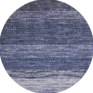 HomeRoots 8' Blue Ivory and Beige Abstract Washable Round Rug - UV Protected, Stain Resistant, Modern Style 665257